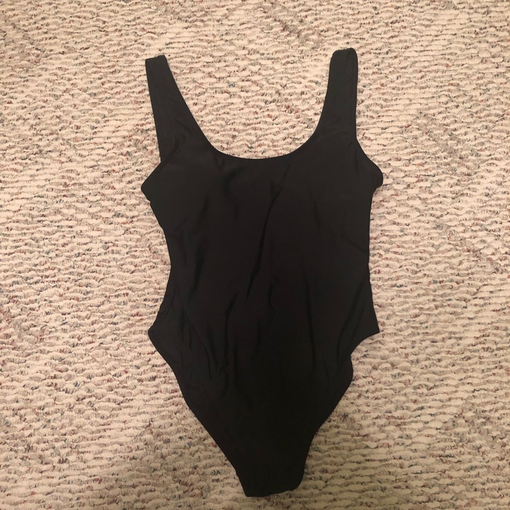 Black one piece swim suit